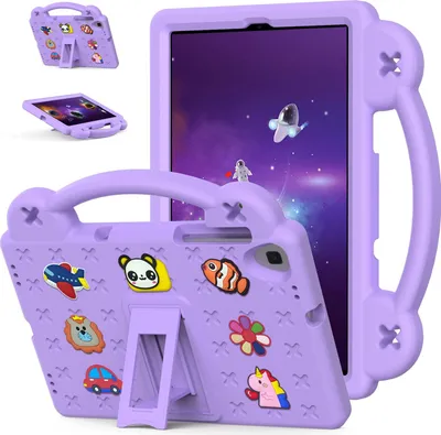 Produktbild von Schutzhülle für Samsung Galaxy Tab A 10.1 2019 T510/T515 Niedliche Hülle für Kinder, Stoßfest mit Griff und Ständer Lila