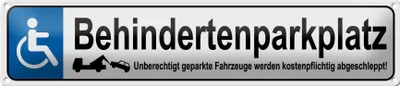 Produktbild von Blechschild Parkplatz Behindertenparkplatz, 46x10 cm, Blechschilder Parking