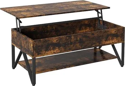 Obrázek produktu pro Obývací stolek – obývací stolek s možností sezení, s deskou, geometrický, ocelový rám, do obývacího pokoje, ložnice 50 x 102 x 42 cm