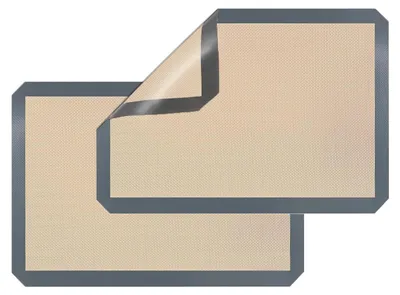 Productafbeelding van Siliconen bakmat, herbruikbaar bakplaat, 42 x 29,5 cm – set van 2, antiaanbaklaag, herbruikbaar, BPA-vrij, geschikt voor het uitrollen van deeg, voor koekjes, brood, pizza, antislip en hittebestendig