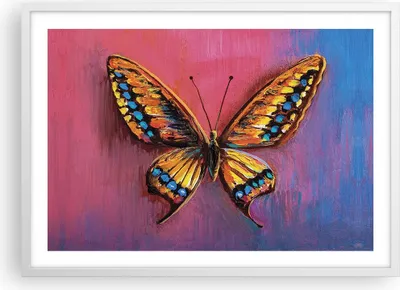 Produktbild von Gerahmtes Poster - Weißer Rahmen - Schmetterling bunt gemalt - 70x50 cm - Wand Bild - Wanddeko - Wandbilder - Kunstposter - Wandposter - Bilderrahmen - Bilder - Kunstdruck - P2WAA70x50-5012