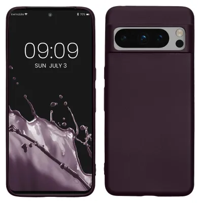 Produktbild von kwmobile Case kompatibel mit Google Pixel 8 Pro Hülle - Schutzhülle aus Silikon metallisch schimmernd - Handyhülle Metallic Brombeere