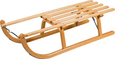 A wooden sled on a white background.