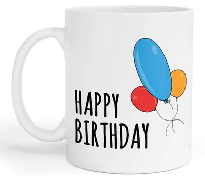 Image de Tasse à café humoristique avec motif de ballon, idéale pour un anniversaire