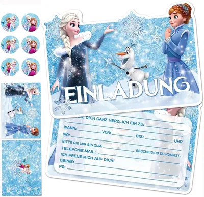 Produktbild von Einladungskarten für Kindergeburtstage – 12 deutsche Einladungskarten – 12 Umschläge – 12 Aufkleber