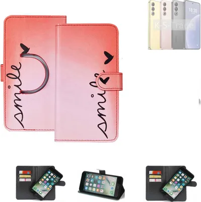 Produktbild von K-S-Trade Schutzhülle Handyhülle kompatibel mit Meizu 20 Hülle cover bookstyle Etui “smile“ rot Standfunktion Kameraschutz (1Stk)