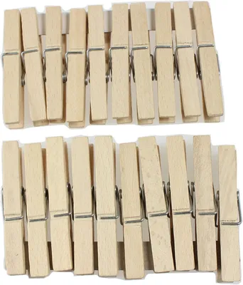 Imagen del producto de Juego de pinzas de madera para la ropa, 20 unidades, con un resorte resistente, ideales para colgar ropa y para manualidades