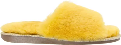 Produktbild von Vanuba - Damen Plüsch Hausschuhe Lammfell Schafwolle D010 Senf Mustard, Größe 40 EU