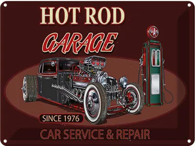 Produktbild von vianmo Blechschild 30x40 cm hot rod Garage car service repair Auto Werkstatt
