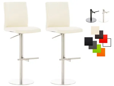 Produktbild von CLP 2er Set Barhocker Cadiz Kunstlederbezug drehbar und höhenverstellbar bis 240 kg creme Gestell Farbe edelstahl