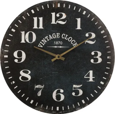 Immagine prodotto di Orologio da parete in legno, orologio da parete con numeri chiari, nero, Ø 38 cm