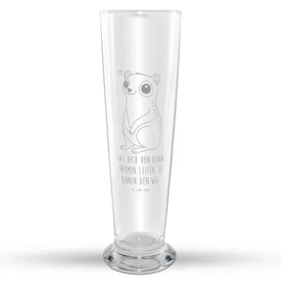 Produktbild von Mr. & Mrs. Panda Bierglas Plumplori Glücklich - Transparent - Geschenk, Bier Glas, Mr Mrs Weizenglas, Weizenbier, Niedlich, Weißbierglas, Lustige Sprüche, Glück, Weizen