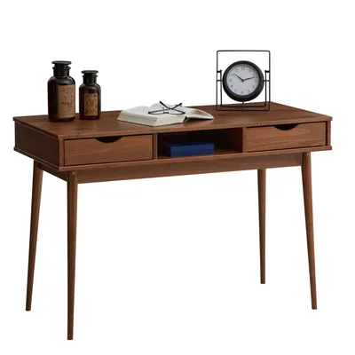 Produktbild von Schreibtisch STEFANO Kastanien farben - Bürotisch mit 2 Schubladen und Fach aus Massivholz, Home Office Tisch, moderner Arbeitstisch