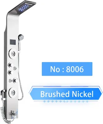 Produktbild von Duschpaneelsystem, gebürstete Nickeloberfläche, digitales Temperaturdisplay, Gebürstetes Nickel 8006