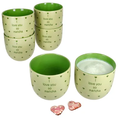 Zdjęcie produktu dla 6x I Love Matcha kubki 370ml kamionkowe kubki 6 osób Matcha napój herbata zielona