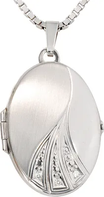 Produktbild von JOBO Medaillon 585 Gold Weißgold teilmattiert 3 Diamanten Brillanten 0,03ct.