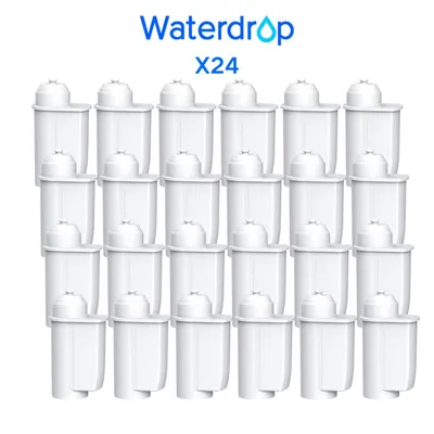 A group of water filters arranged in a grid on a white background.