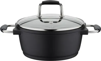 Produktbild von Gsw Kochtopf SCALA, Aluminium-Guss, Antihaft, Glasdeckel, ø 24 x H 11 cm, 4.2 L, für alle Herdarten (inkl. Induktion), mit Literskala, FerroTherm-Boden