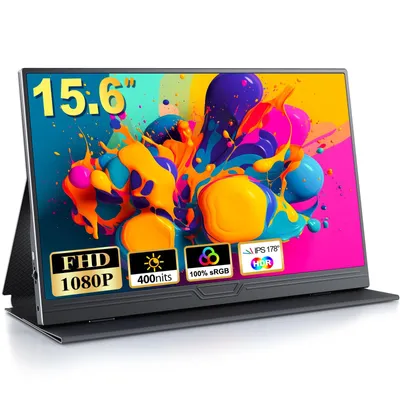 Produktbild von Portable Monitor, 15.6 Zoll Tragbarer Monitor, IPS FHD 1080P HDR, Externer Mobile Bildschirm mit Mini HDMI Typ C, für Laptop, Mac, PS5, Xbox