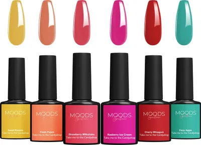 Produktbild von Moods Gellac 6-teiliges Nagellack Set – 8ML – Gel-Nagellack – Gel-Nagellack – UV-LED-Gel-Nagel – Maniküre-Set – Semi-permanenter Gellack (Take me to the Candyshop)
