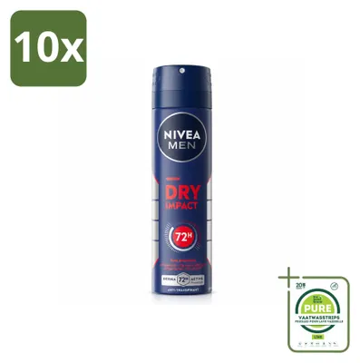 Imagen del producto de 10 unidades de NIVEA MEN Desodorante en aerosol Dry Impact, 150 ml - Paquete grande