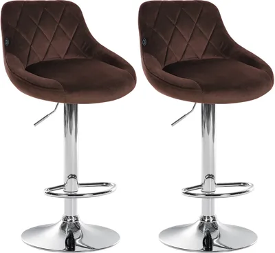 Produktbild von CLP 2er Set Barhocker Lazio Samt höhenverstellbar und 360 Grad drehbar braun Gestell Farbe chrom