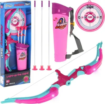 Obrázok produktu pre Lukostrelecký Set Ružový / Led Svietiaci Luk So Štítom