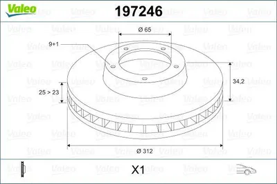 Produktbild von 2x VALEO Bremsscheibe 197246 vorne für VW für Golf IV Schrägheck (1J1) 34mm