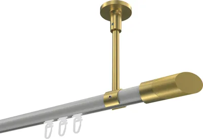Produktbild von Interdeco Innenlaufstange / Gardinenstange mit Innenlauf Weiß / Messing-Optik, Typ Sonette Verano (Schräge Bicolor) Deckenmontage, 20 mm Ø 1-läufig, 180 cm
