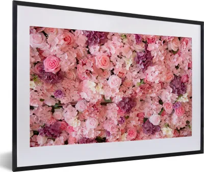 Produktbild von MuchoWow® MuchoWow® Gerahmtes Poster Blumen - Rosa - Rosen 60x40 cm - Poster mit zchwarzem Bilderrahmen - Schlafzimmer - Plakat in Rahmen - Drucken