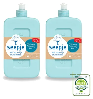 Produktbild von 2 x Seepje Afwasmittel - Spetterender Eukalyptus - 500 ml - Großpackung - 2 Stücke