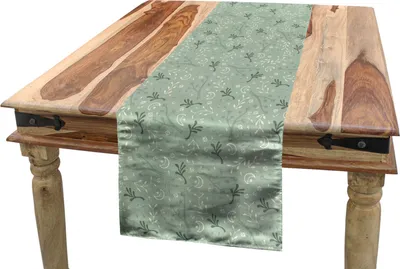 Obrázok produktu pre ABAKUHAUS Vianočný obrus, ozdobné zimné motívy, jedáleň, kuchyňa, obdĺžnikový dekoratívny obrus, 40 x 225 cm, bledá šalviová zelená, krémová