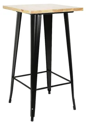 Obrázok produktu pre Barový stôl – stôl do baru – priemyselný dizajn – kovová konštrukcia – drevená doska – 60×60×108 cm – prírodné drevo