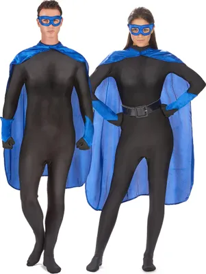 Immagine prodotto di Set costume da supereroe per adulti, 4 pezzi, blu - taglia unica