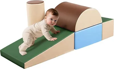 Produktbild von Schaumstoff Bausteine Kinder Klettern: 5 Softbausteine Riesenbausteine Spielbausteine - Indoor Weiche Bausteine Baby Montessori Großbausteine Kletterspielzeug