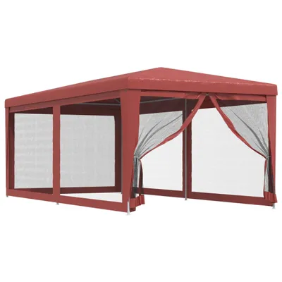 Obrázok produktu pre vidaXL Párty stan so 6 bočnými stenami zo sieťoviny červený 3x6 m HDPE