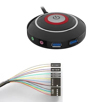 Productafbeelding van PC Startknop - Externe Schakelaar - Computer Bediening - Met USB en Audio - 20 cm Pakket - Zwart