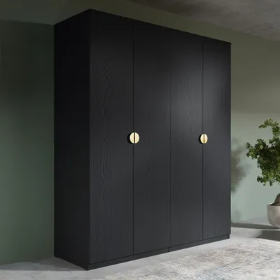 Produktbild von Kleiderschrank 4-türig in schwarz MOLONG-166
