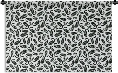 Produktbild von MuchoWow® Wandteppich Wandbehang Uhr - Schwarz und Weiß - Muster 150x100 cm Tapisserie Dekoration Wandtuch - Waschbar - Tapisserien - Wand-Decke