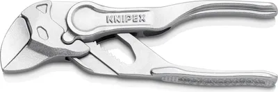 Produktbild von Knipex Zangenschlüssel XS Zange und Schraubenschlüssel in einem Werkzeug aufgeprägte, raue Oberfläche verchromt 100 mm, Art.Nr. 86 04 100 BK