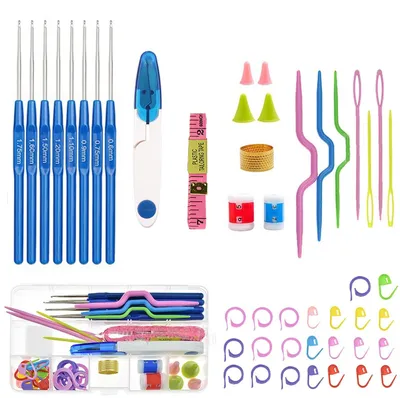 Imagen del producto de TRANKIELO® - Set completo para principiantes en crochet – Incluye aguja de crochet ergonómica, práctica bolsa de almacenamiento, regalo perfecto para personas creativas