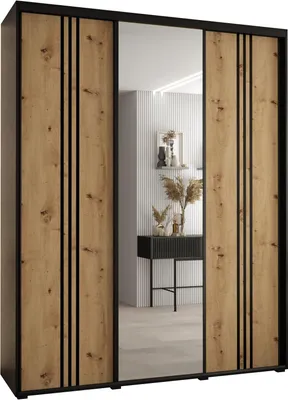 Produktbild von MEBLE KRYSPOL Cannes 7 Schrank mit 3 Schiebetüren - 205,2x200x60 cm - Schwarz Artisan Schwarz