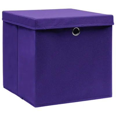Immagine prodotto di vidaXL Scatole portaoggetti con coperchio 10 pz. Tessuto viola 32x32x32 cm