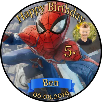 Produktbild von Tortenaufleger Fototorte Tortenbild Kindergeburtstag Spiderman SP01 (Zuckerpapier) Rund 14 cm Ø mit Foto