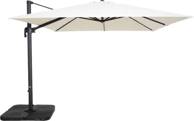 Image de Parasol déporté inclinable rotatif 3x3m et 4 dalles à remplir blanc - Oviala Malaga