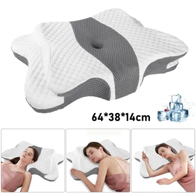 Image de Coussin de nuque en mousse à mémoire de forme Vlinder, coussin cervical ergonomique pour les personnes dormant sur le côté ou sur le dos, à mémoire de forme