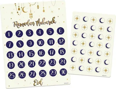 Produktbild von Adventskalender Ramadan und Eid Mubarak mit Stickern - Sterne und Mond
