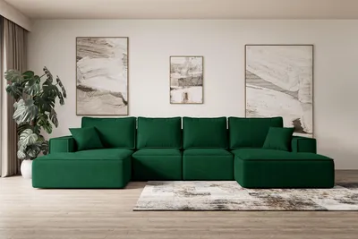 Produktbild von ALTDECOR Ecksofa mit Schlaffunktion und Bettkasten - Corner Sofa Eckcouch Couch U-Form universal, links/rechts angeordnet Schlafcouch Ausziehbar Wohnlandschaft SIERRA-U-S - 349x161x87 cm Grün