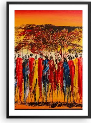Produktbild von Gerahmtes Poster - Schwarzer Rahmen - Afrika Stamm - 50x70 cm - Wand Bild - Wanddeko - Wandbilder - Kunstposter - Wandposter - Bilderrahmen - Bilder - Kunstdruck - Wandbild - P2BPA50x70-3752