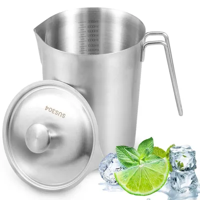 Produktbild von Messbecher Edelstahl 2000ml mit Deckel und Feinskala